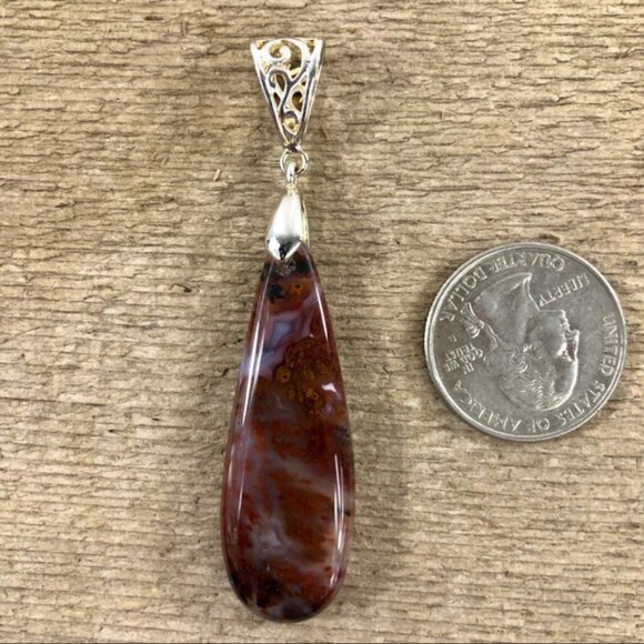 Red Crazy Lace Agate Necklace Pendant - Picture 4 of 4